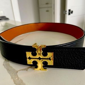 TORY BURCH leather reversible logo belt